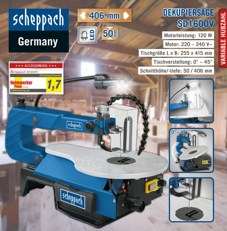 Dekupiersäge SD1600V, inkl. LED-Arbeitslicht